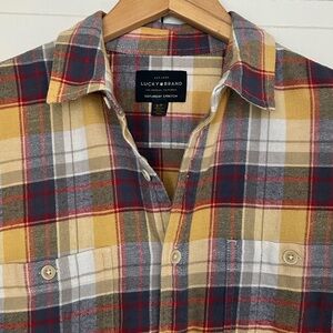 Lucky Brand Saturday Stretch Men’s Size S Button Down Plaid Flannel Shirt